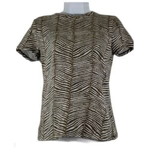 Michael Kors Animal Print/Bling SS Top Size Small